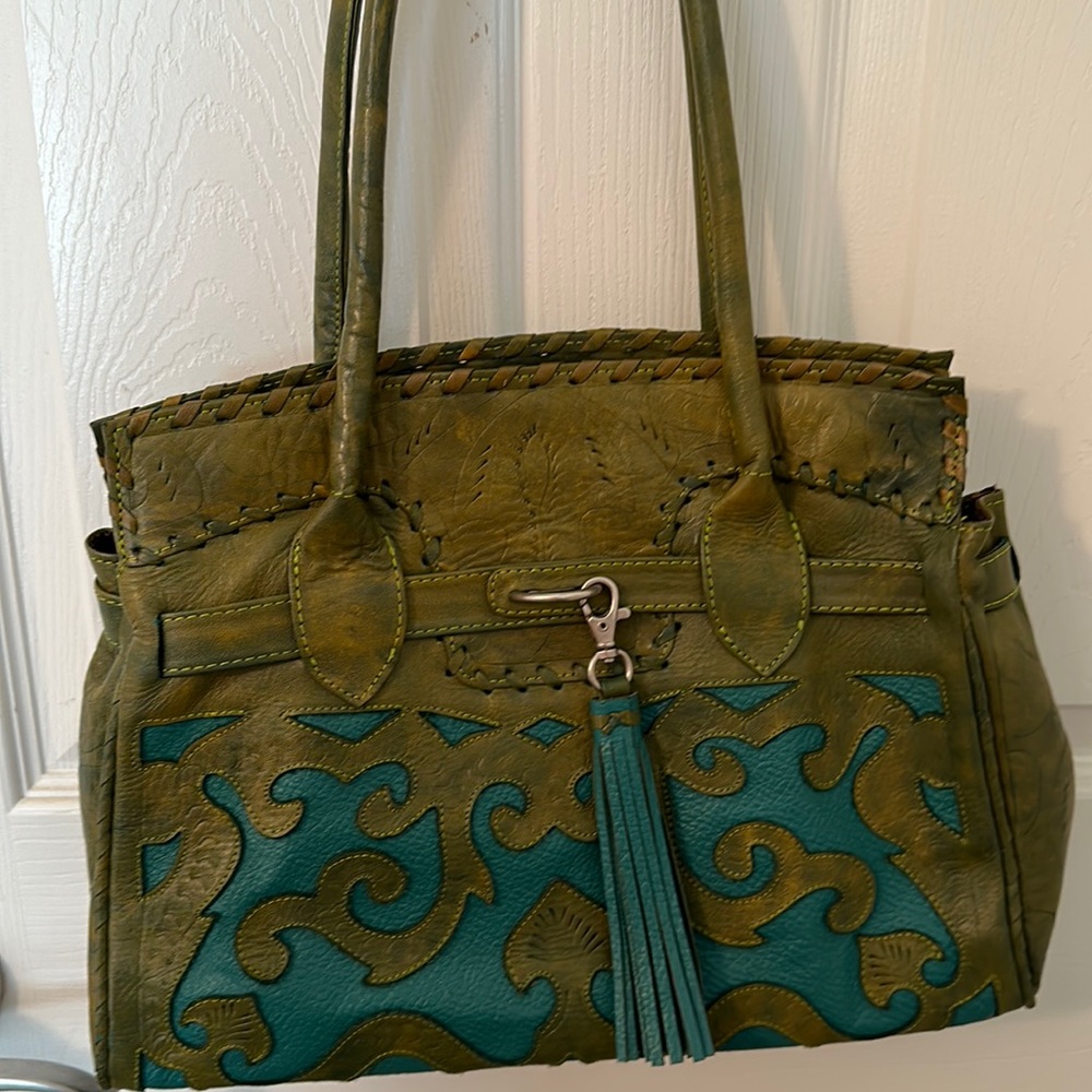 Handtooled leather purse